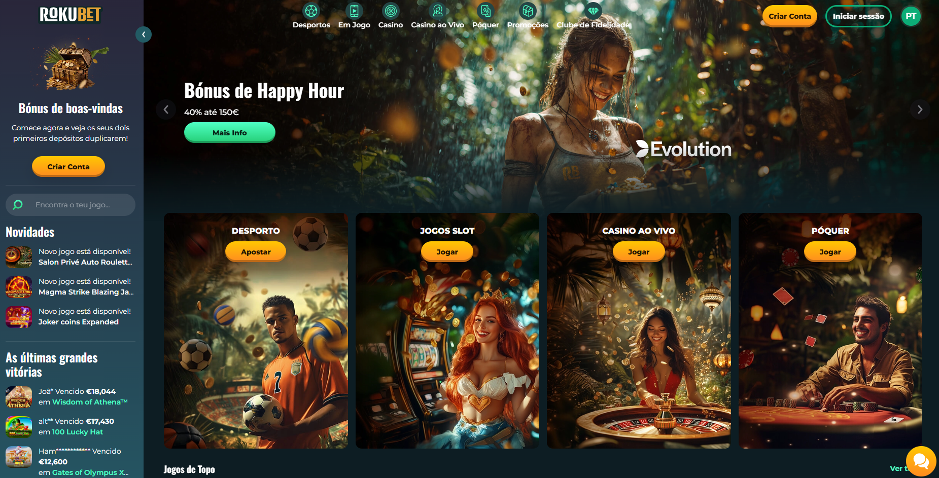 Screenshot da Rokubet
